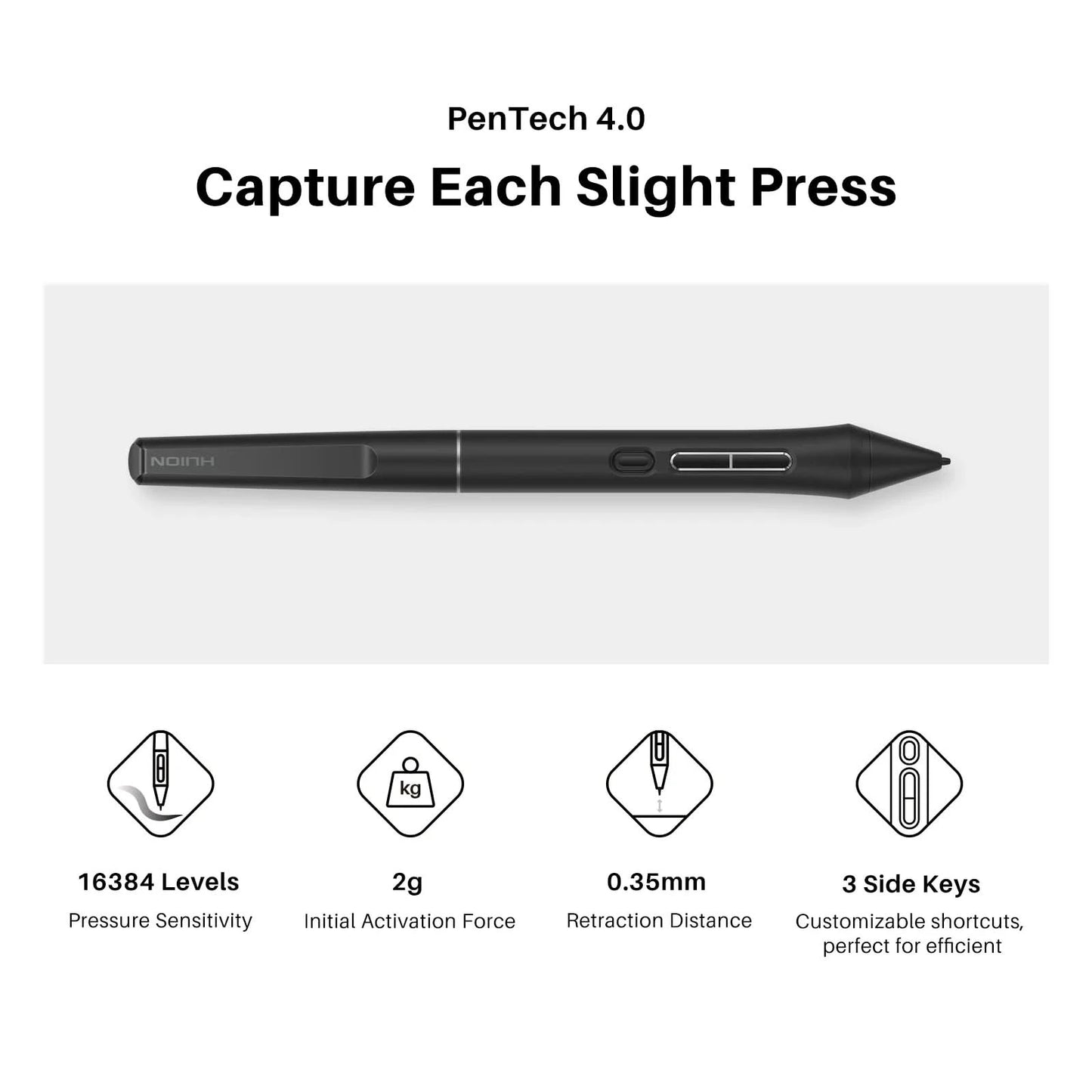 Huion Kamvas 13 Gen 3 Zeichendisplay 13,3" Zeichentablett+Anti-Glanz Glas, 99% sRGB, PenTech 4.0 16384 Stiftdrucksensitivität