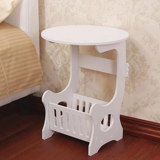 Creative Wooden Bedside Table Small Apartments Bedhead Cabinet Household Bedroom Nightstands Living Room Solid Color Round Table