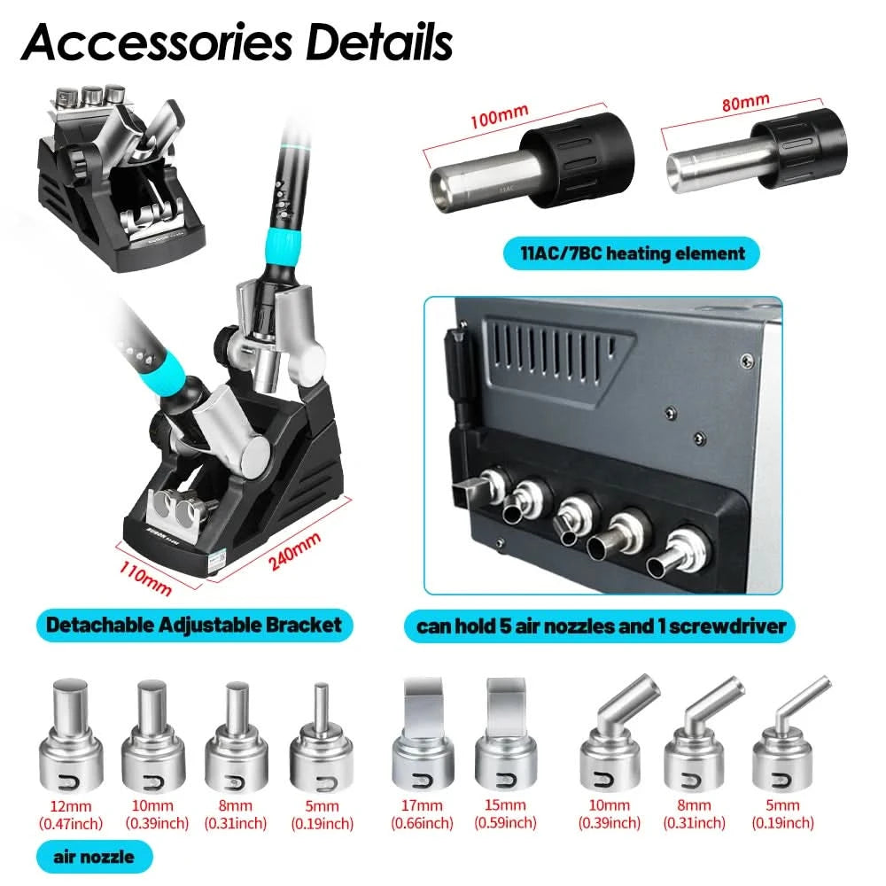 SUGON 8650pro 1300W Heißluft-Nacharbeitsstation 3-Modus Digitalanzeige Intelligente BGA-Nacharbeitsstation für BGA-Leiterplattenchip-Reparaturwerkzeug