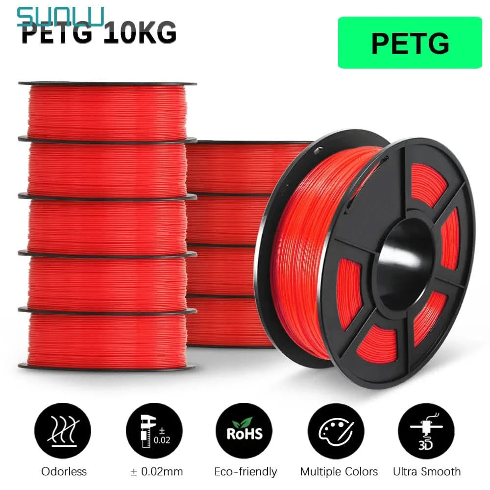 SUNLU 10KG 3D Filament PLA/PLA PLUS/PETG/Easy ABS Filament 1.75mm 10 Rollen 1KG sauber gewickeltes 3D-Drucker-Filament für 3D-Drucker
