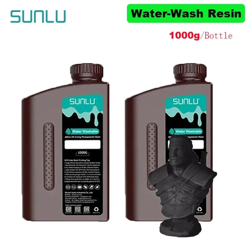 SUNLU 2KG Wasserwaschbares / Wasserwaschbares ABS-Harz Harz 1000G/Flasche 405nm Schnelles UV-härtendes Photopolymerharz für LCD-3D-Druck