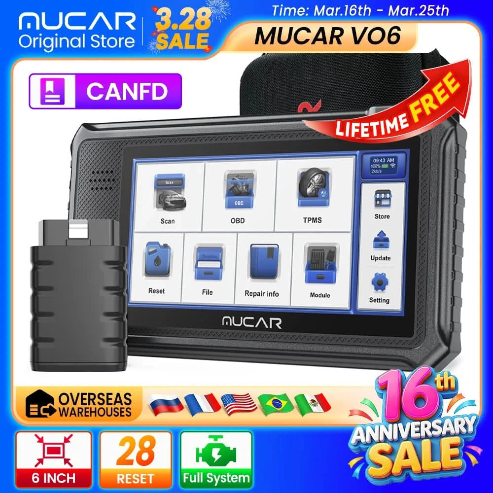 MUCAR VO6 OBD2 Auto-Diagnosetool Vollsystem Auto-Scanner Codeleser ABS-Motor 28 Resets Öl-Scan-Tools lebenslanges kostenloses Update