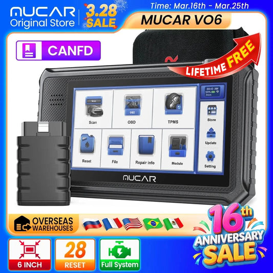 MUCAR VO6 OBD2 car Diagnostic tool full system auto scanner code reader ABS Engine 28 resets oil scan tools lifetime free update