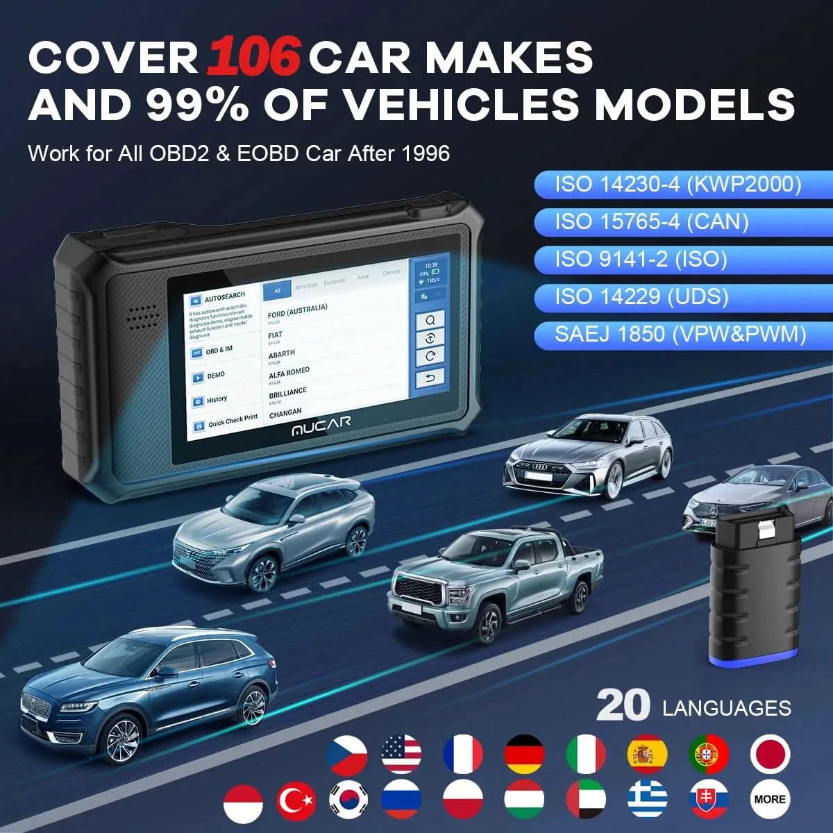 MUCAR VO6 Best Professional Car Diagnostic Tools Full System Automotive Obd2 Scanner OBD Auto Diagnosis 28 Resets Lifetime Free