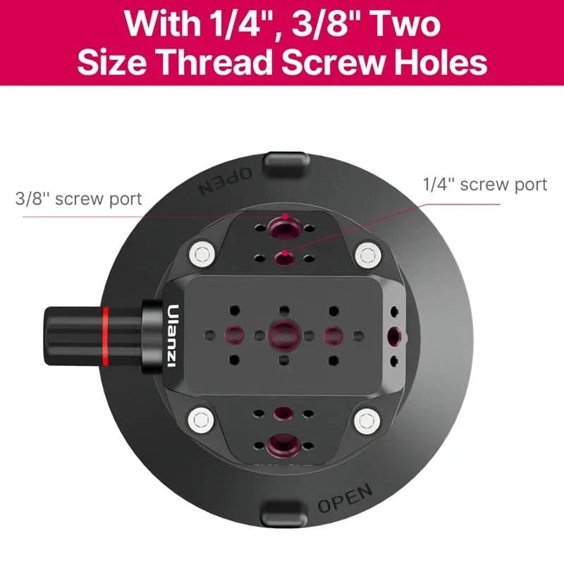 Ulanzi Auto-Handy-Action-Kamerahalterung Handpumpe Saugnapf 360° verstellbar 1/4" für GoPro für Insta360 DJI Action Smartphone