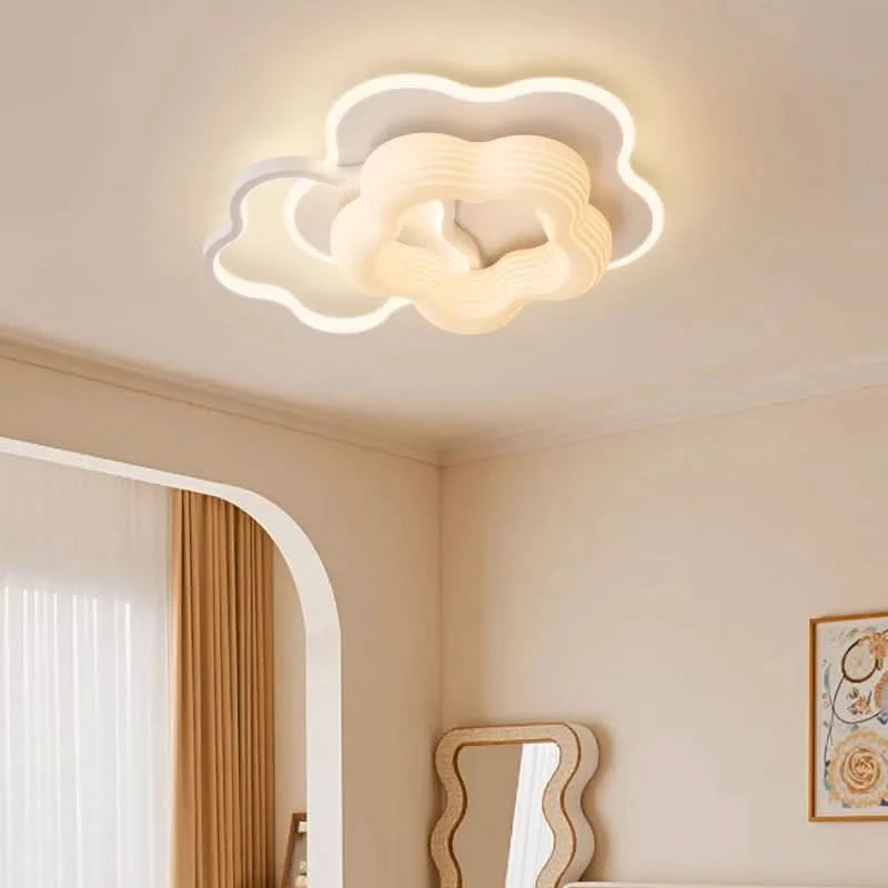 Bedroom light creamy style warm romantic children's room full spectrum eye protection designer's creative flower ceiling light