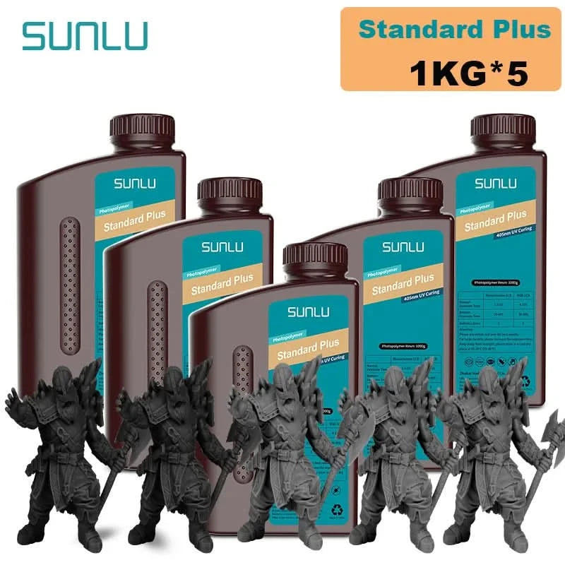 SUNLU 5KG Standard Plus/14K Standard Harz 1KG/Flasche 405nm schnellhärtendes UV-Photopolymerharz für LCD 3D-Druckermaterial