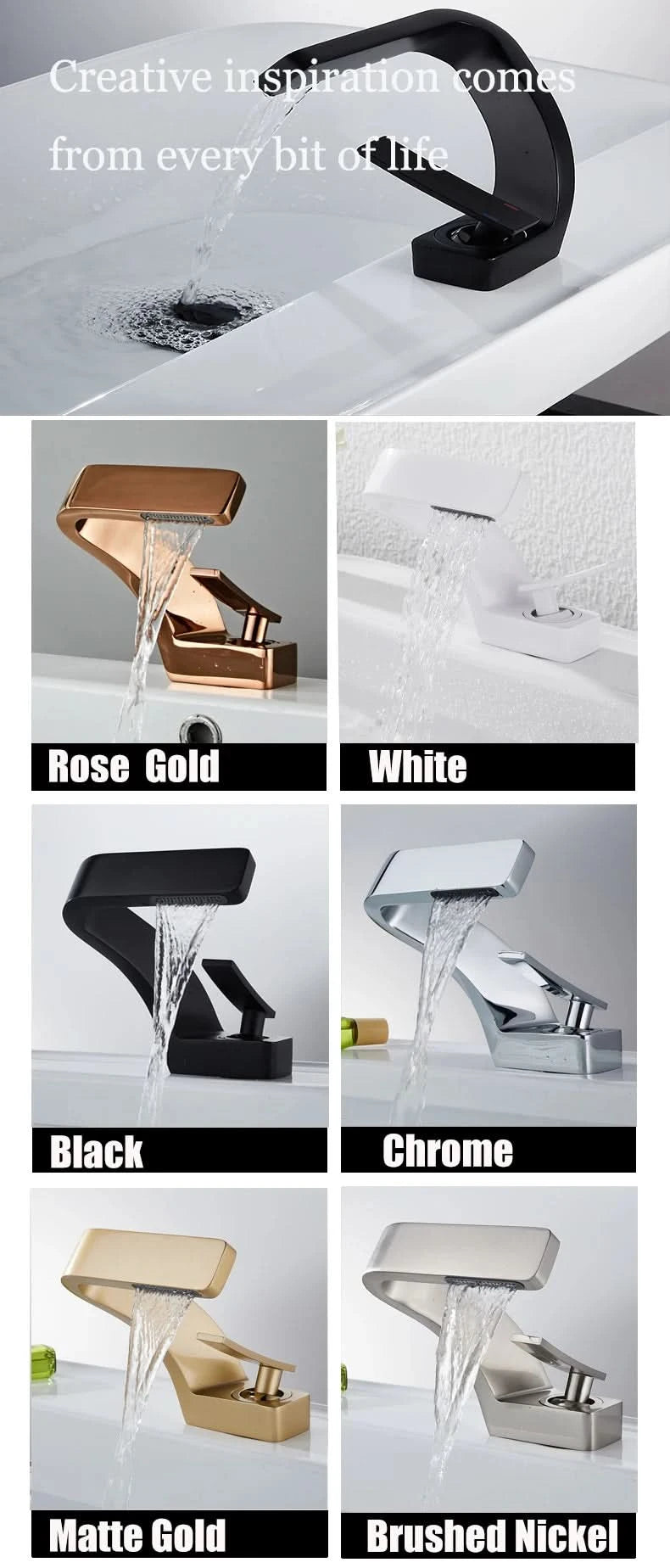 TOLM Brass Black Gold Basin Faucet Bathroom Sink Faucets Hot Cold Water Mixer Crane Deck Mounted Single Handle Hole Bath Kitchen