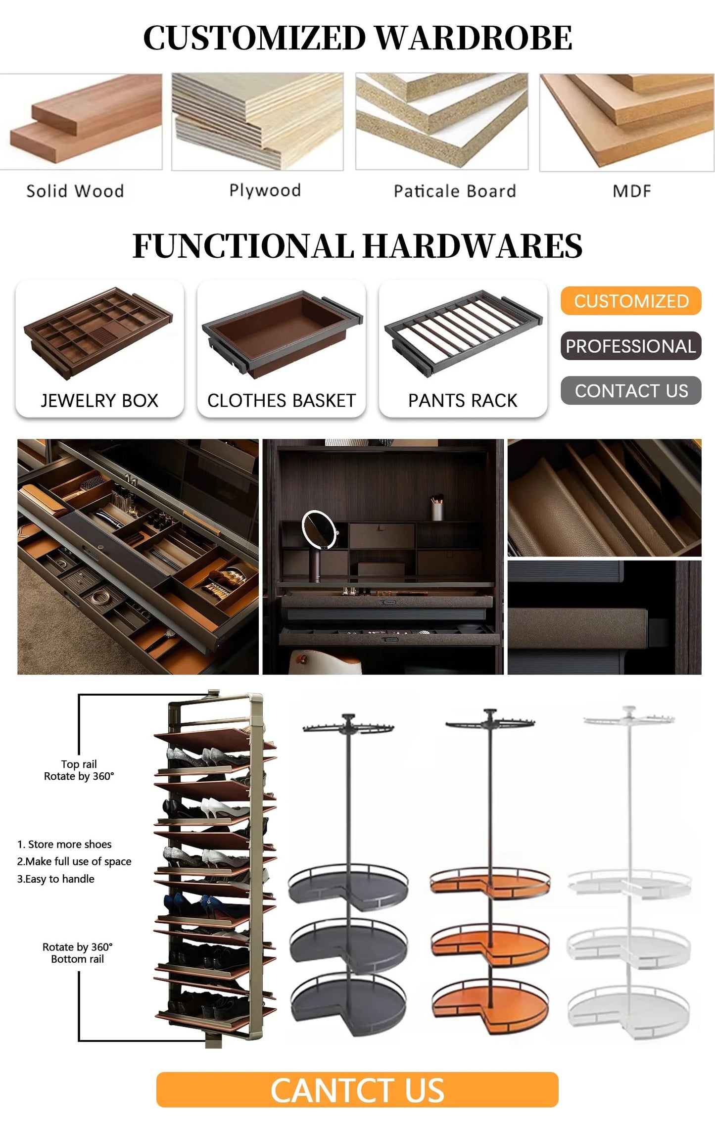 Edgydoor 4-Door Modern Living Room Wardrobe | Wooden Custom Bedroom Storage Cabinet