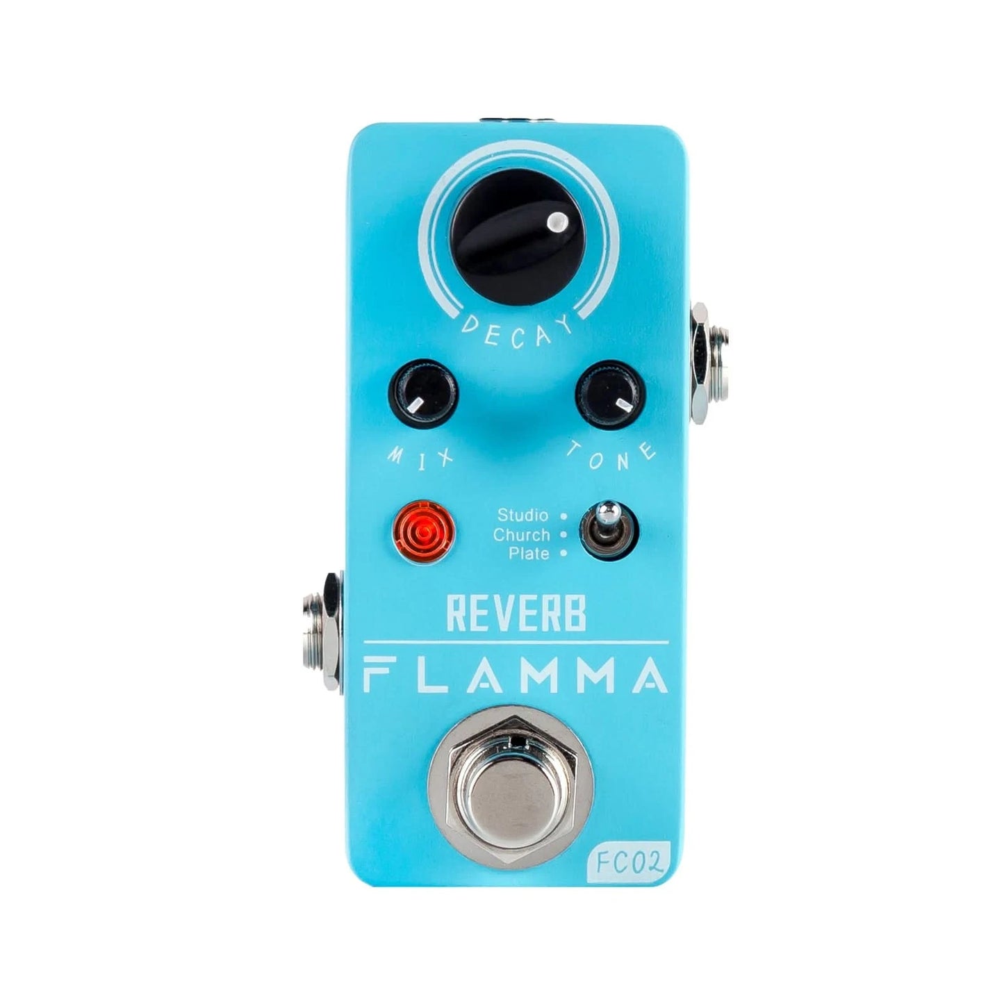 FLAMMA FC02 E-Gitarren-Pedal, Hall-Effektpedal mit Studio Church Plate Effekten, True Bypass mit Netzteil