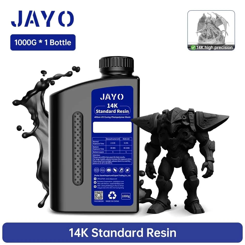 JAYO UV-Harz ABS-ähnlich/Standard/Pflanzlich/Nylon-ähnlich/Wasserwaschbar 1KG 405nm Flüssiges Rapid UV-Härtung für LCD 3D-Druckmaterial