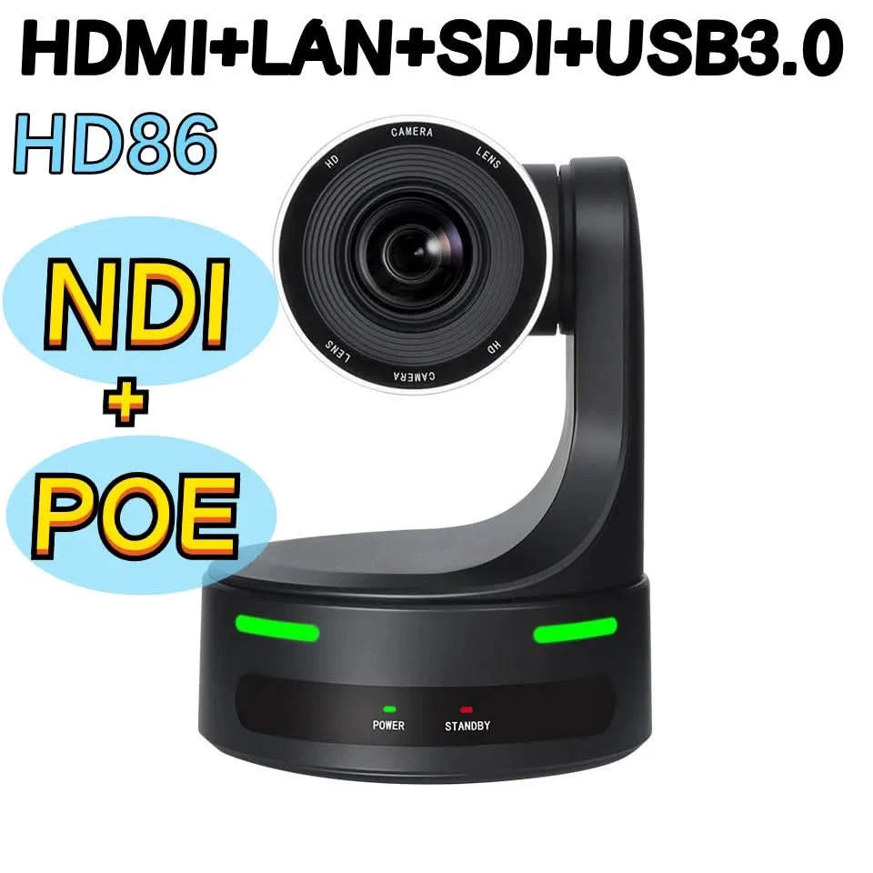 NDI HX POE Church PTZ Camera 12/20X Zoom 60fps USB HDMI LAN SDI Control for Video Conference Broadcast Youtbe with Tally Light