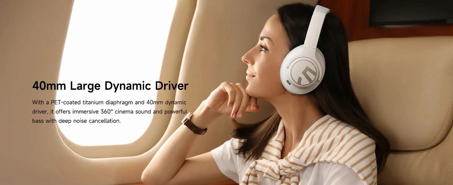 SoundPEATS Space Bluetooth Headphones Hybrid Active Noise Cancelling Wireless Headphone,123H Play,Mic,Multipoint Connection