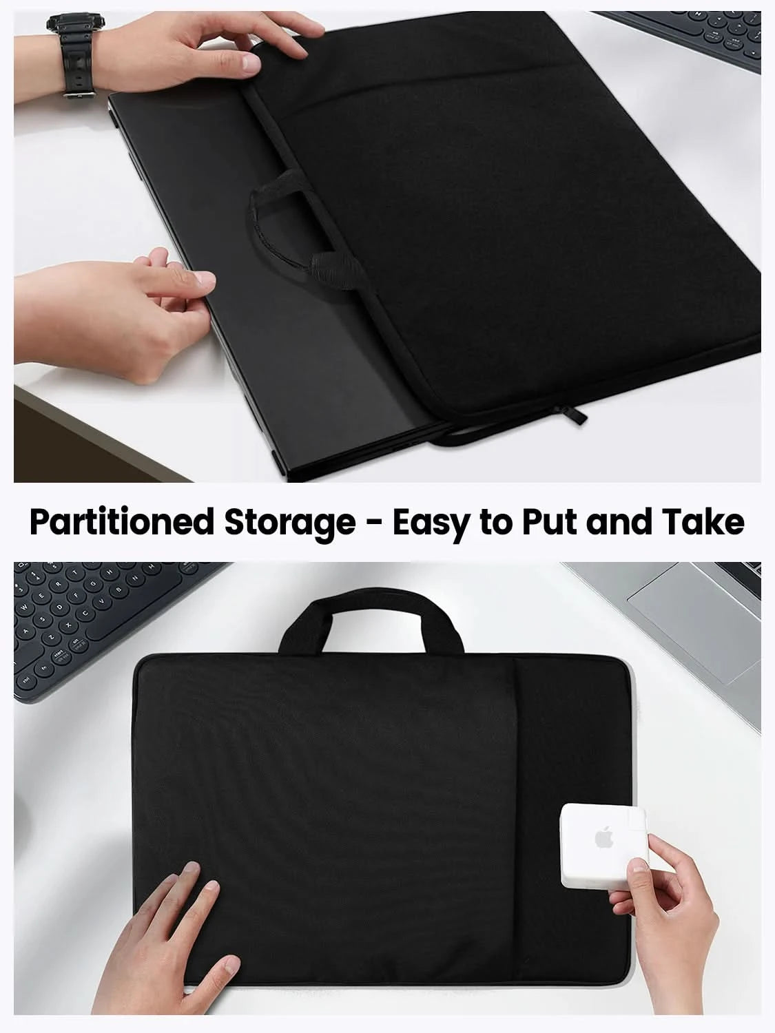 Waterproof Laptop Sleeve 24 inch for UPERFECT Portable Monitor UMAX 24 23 22 Touchscreen Computer Cover Bag with Large Side Pock