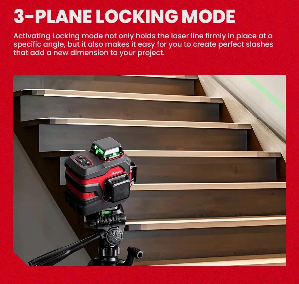 YEVOLT Laser Level Green 12/16-Line 3/4-Plane Self-leveling 360 Horizontal & Vertical Accurate Measuring Tool-YVGLL4XS-Series