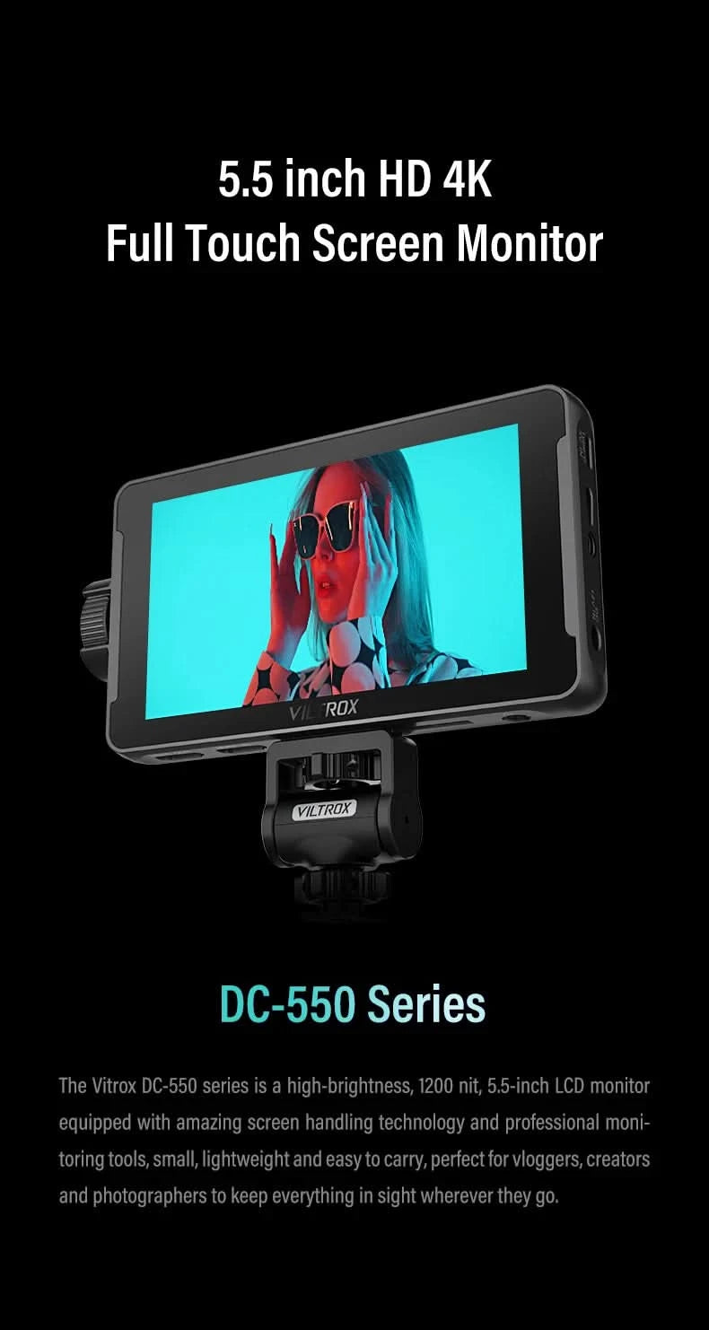 VILTROX DC-550 5,5 Zoll Professioneller Kamerastudio-Monitor 4K 30Hz HDMI Touchscreen Feld 3D LUT Director Monitor 1920x1080