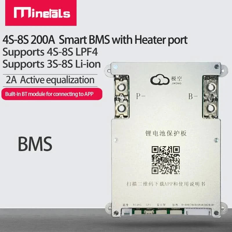 Jikong JK BMS 4S 5S 6S 7S 8S 200A Smart BMS 2A Aktiver Energieausgleich Eingebautes Bluetooth APP Unterstützung LCD 12V 24V 3S BMS