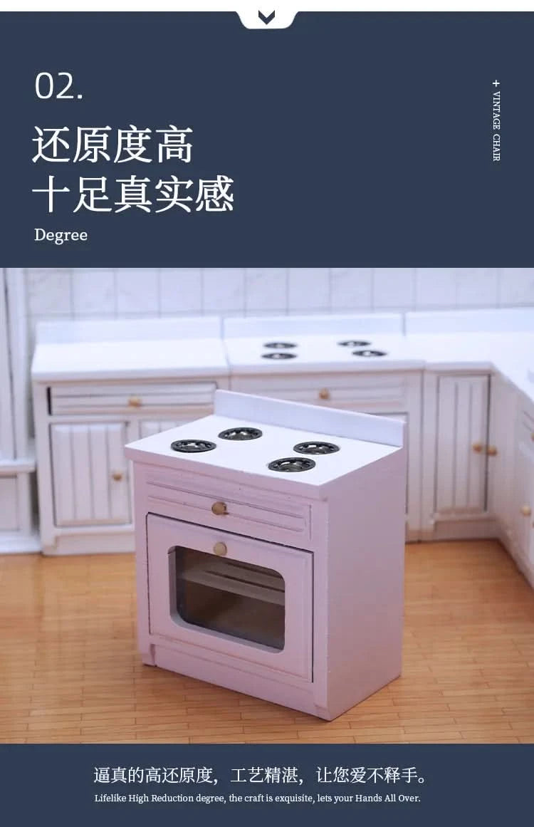 Dollhouse Mini Cooking Table Sink Counter Set Cabinets Combination 1:12 Miniature Kitchen Miniature Models Home Decor Figurines