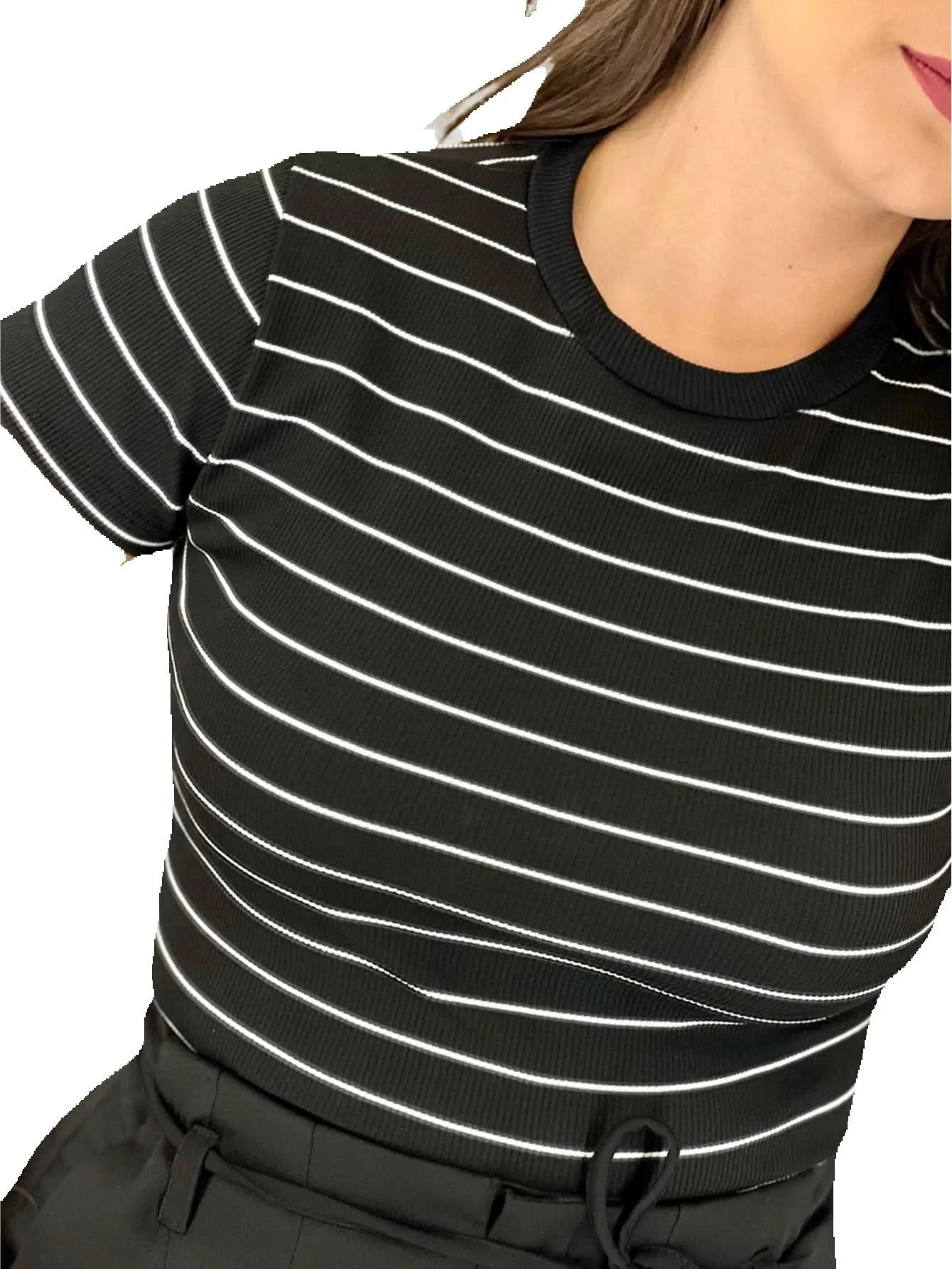 Blogger Striped T-shirt Summer Summer Casual Summer Summer Fast Shipping Free Shipping Comfortable Knitted Casual