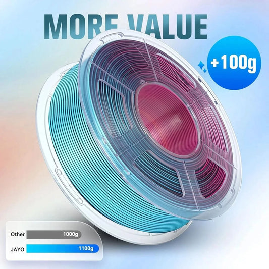 JAYO 3D Multicolor 4-Color Silk PLA+ Filament Bundle Silk PLA+ 3D Printer Filament 1.75mm +/- 0.02mm Shiny Silk Texture 2Rolls