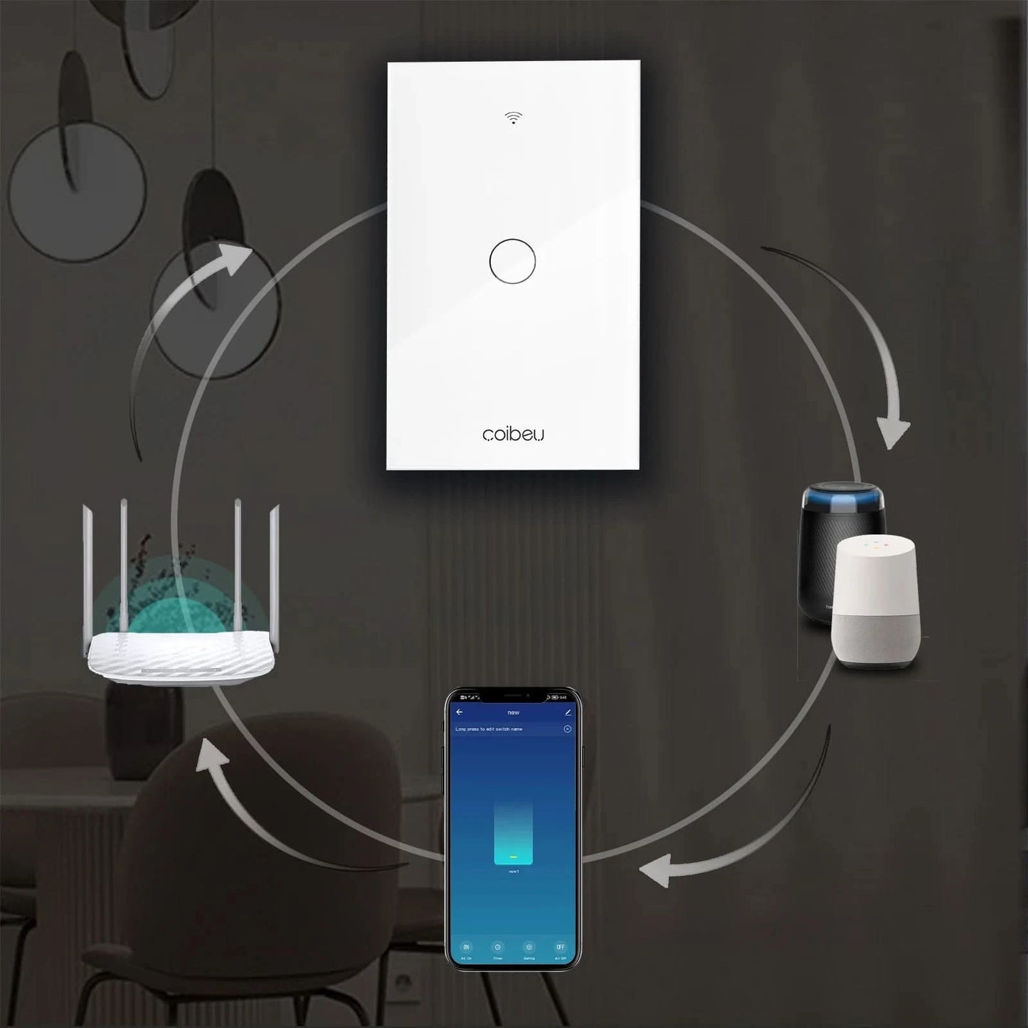 Neutralleiterloser WLAN-Smart-Schalter, Alexa, WLAN-Smart-Steckdose, Alexia, Tuya, WLAN-Standard-Smart-Schalter Brasilien