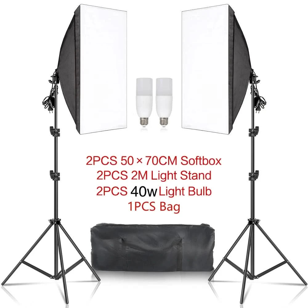 Studio-Kit Foto Softbox Lichtbox Beleuchtung Einzelne Led-Lampe mit Stativ Fotografie Shooting Soft Box Blitz E27 Zubehör