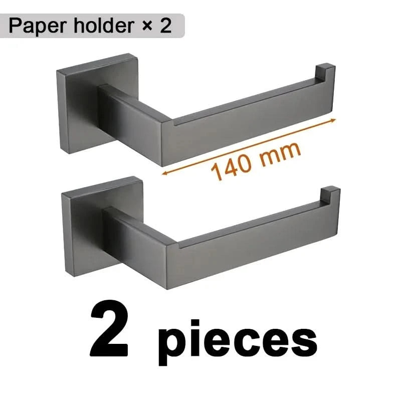 Gunmetal Stainless Steel Bathroom Accessorie Hardware Towel Rack,Toilet Paper Holder, Robe Hook, Towel Bar