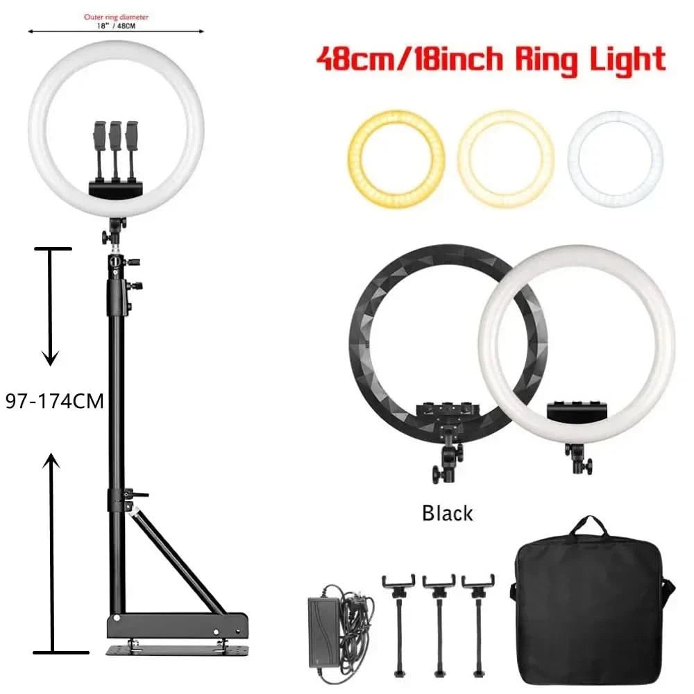 SH 45cm 18 Zoll Ringlicht mit Stativ USB-Lade-Selfie-LED-Lampe Dimmbares Fotolicht für Fotografie Studio