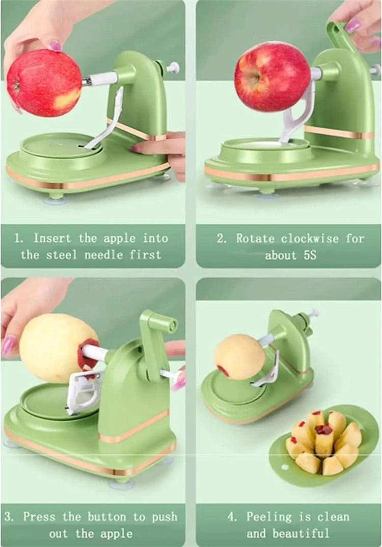 LMETJMA Multi-Function Apple Peeler Rotary Apple Pear Peeler Stainless Steel Apple Mango Potato Peeler with Suction Base JT185