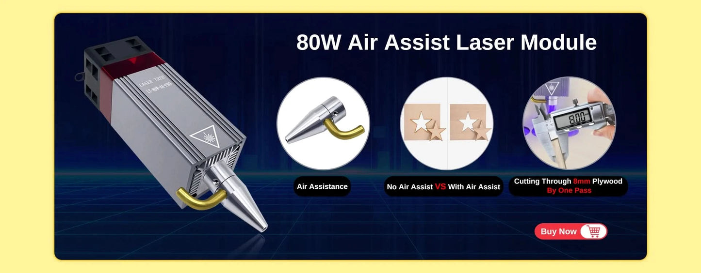 LASER TREE Laser Module 4W 5W 10W Optical Power with Air Assist Laser Head 450nm TTL Blue Light Engraver Cutting Wood DIY Tools