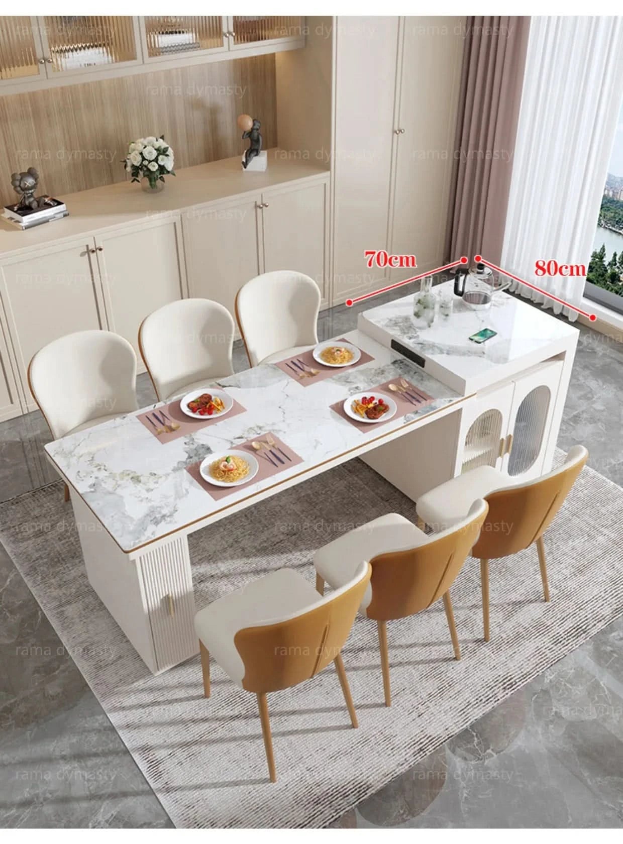 Rock Plate Dining Table Integrated Extendable Home Modern Light Luxury Dining Table With Storage Cabinet