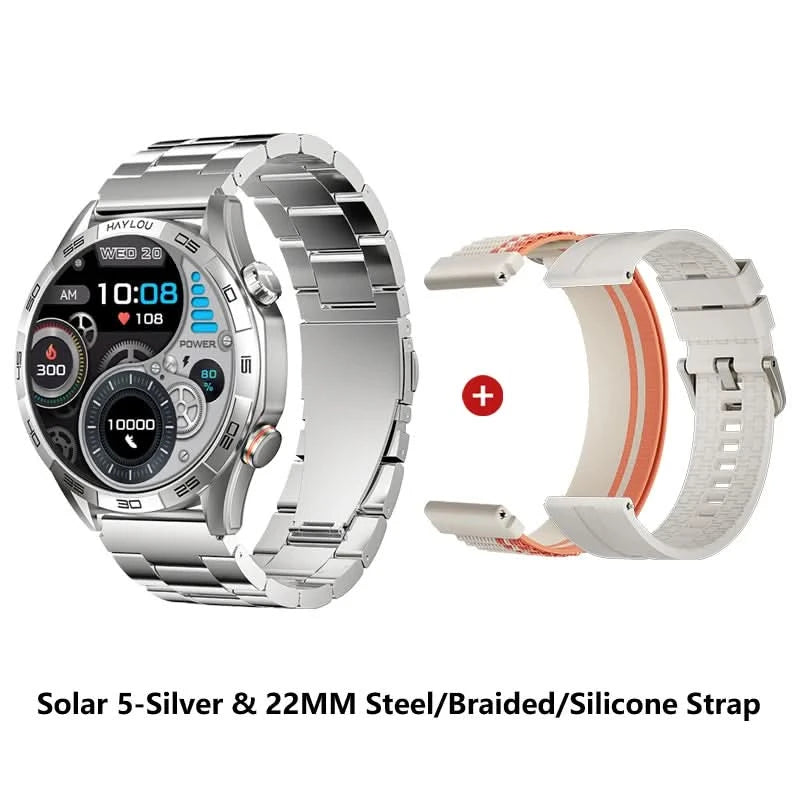 HAYLOU Solar 5 Smartwatch mit Sprachanrufen 1.58'' AMOLED Display 60Hz Smart Watch 24H Gesundheitsüberwachung Sport-Smartwatch für Herren