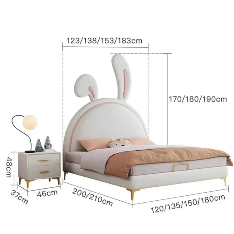 Children Room Bed Good Quality Rabbit Beds for Children Fabric Bed Simple Modern Soft Pack Bed Single Bed Bed for Girls