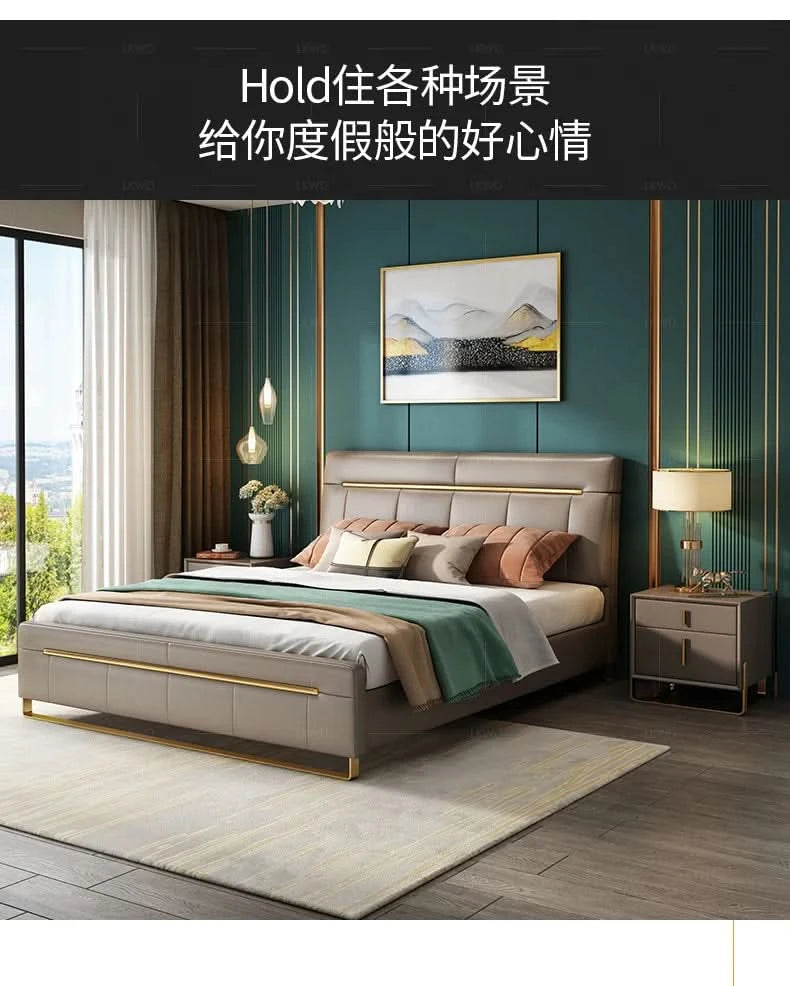Modern bedroom  minimalist bed bedroom double bed1.8M master bedroom high box marriage bed leather art soft bed