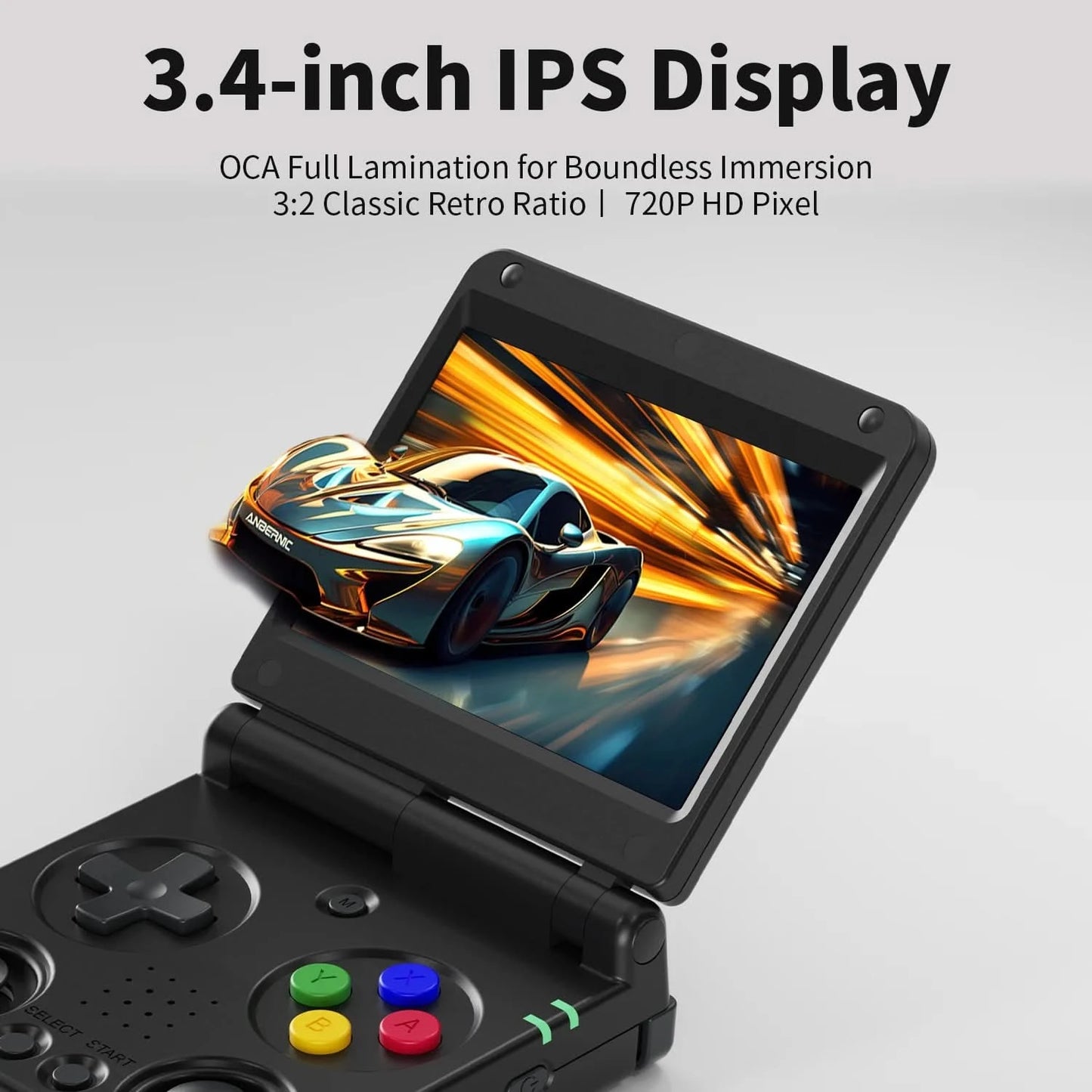 ANBERNIC RG34XXSP Klappkonsole 3,4'' IPS-Bildschirm Linux 64-bit H700 Unterstützt 5G WIFI Videospielkonsolen 256G PSP-Spiele