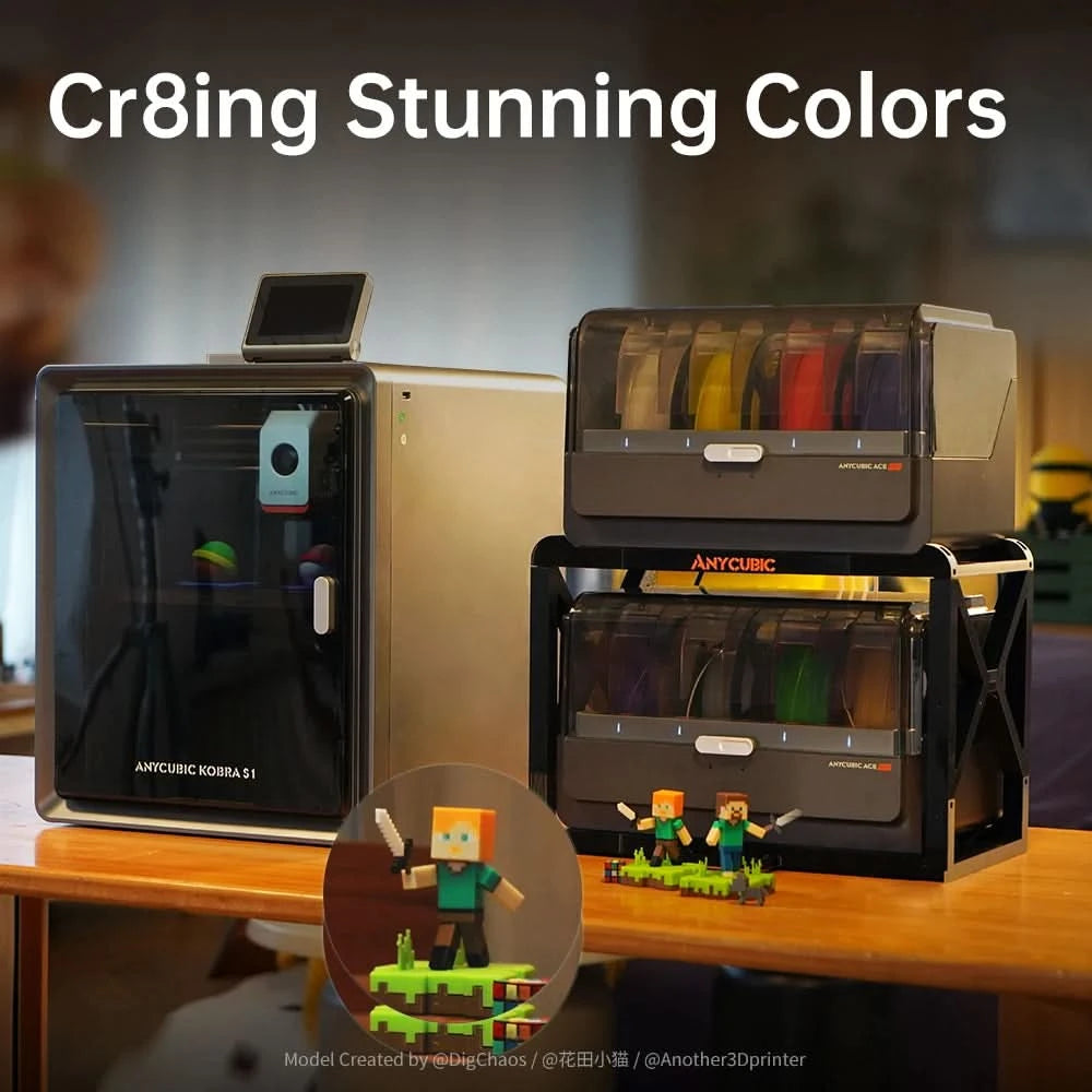 Anycubic Kobra S1 Combo Multi-Color 3D Printer Up to 600mm/s High Speed Printing Auto Leveling CoreXY Structure Direct Extruder
