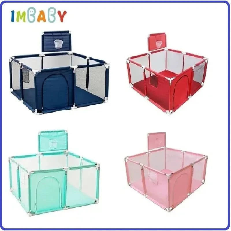 IMBABY Großer Kinderlaufstall für Kinder, Baby-Laufgitter, Cartoon-Laufgitter, Basketball-Aktivitätszaun