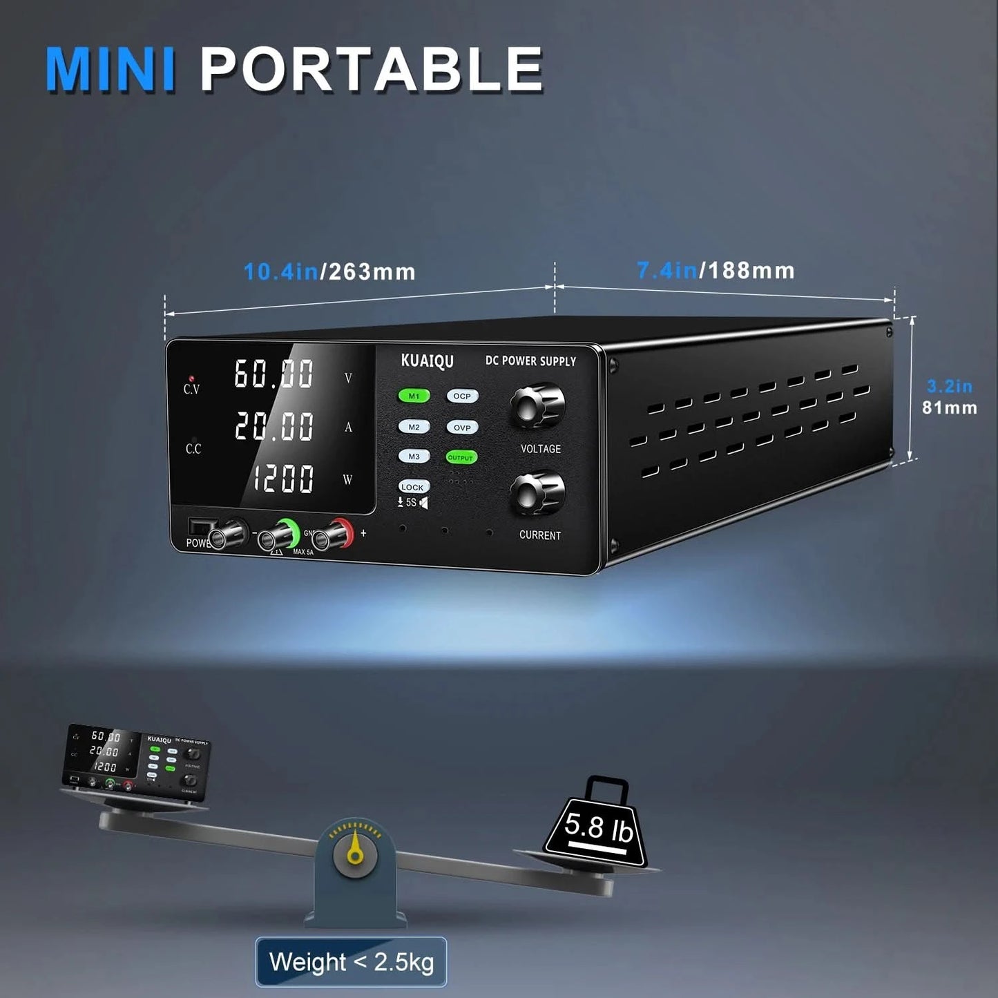NICE-POWER 30V 10A Zweikanal-DC-Labornetzteil 60V 120V 240V Doppel-Tischnetzteil mit positiver und negativer Spannungsausgabe