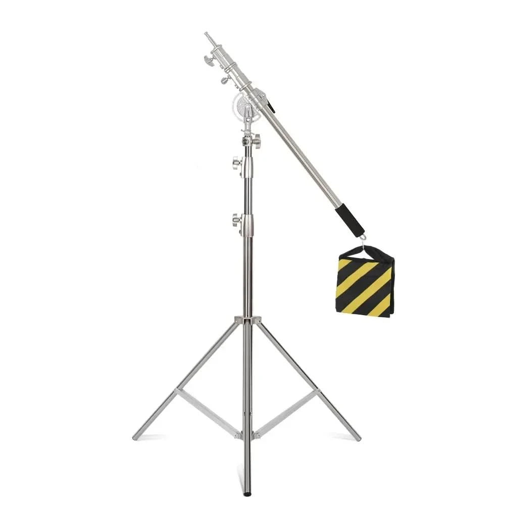 Super stabiles Stativ aus Edelstahl 2,8 m klappbares Beleuchtungsstativ Fotografie für Fülllicht Spotlicht Softbox Fotostudio