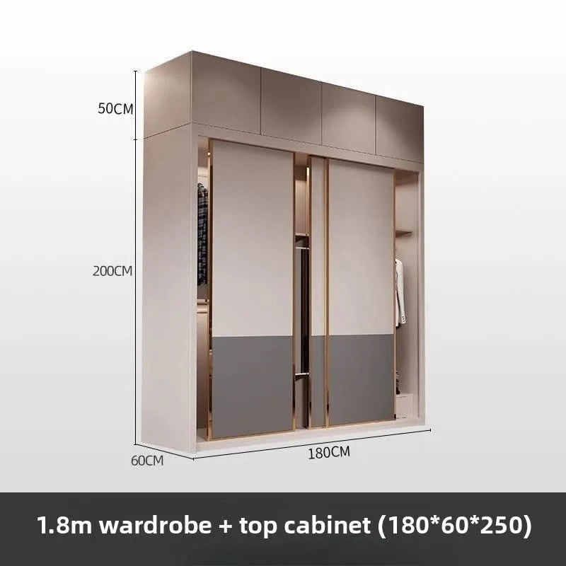 Light luxury sliding door clothes closet simple moder household bedroom wardrobe large storage armoire de rangement Furniture