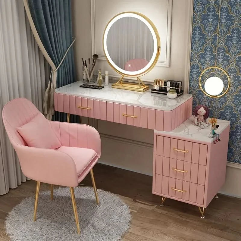 Modern Drawers Dressing Table Makeup Mirror Service Girl Pink Computer Vanity Table Living Room Vestidores Postmodern Furniture