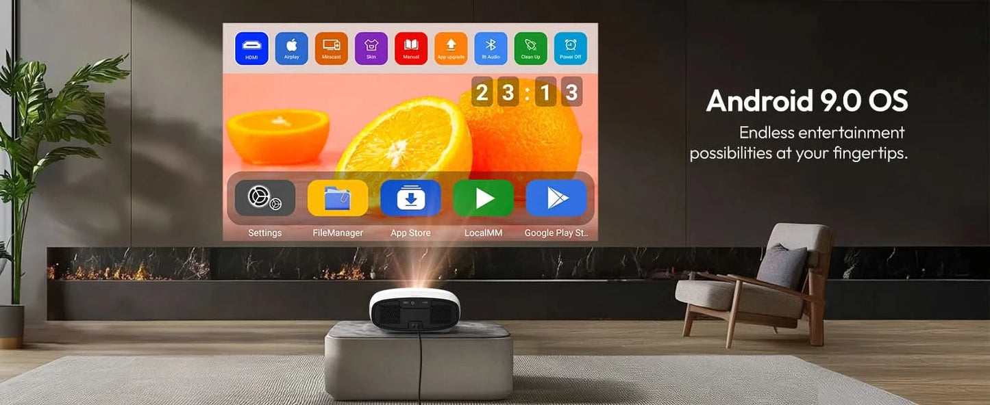 VEVSHAO Full HD Beamer A22 4K Video Smart TV für Zuhause WIFI 1080P 1000 Lumen Projektoren Medien Video Player Smart Beamer