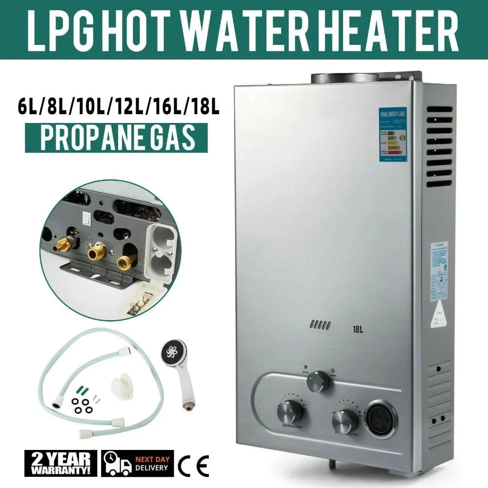 Sihao 6L 8L 10L 12L 16L 18L Flüssiggas-Durchlauferhitzer Sofortiger Gasboiler Butan Propan Gasboiler für Camping und Outdoor