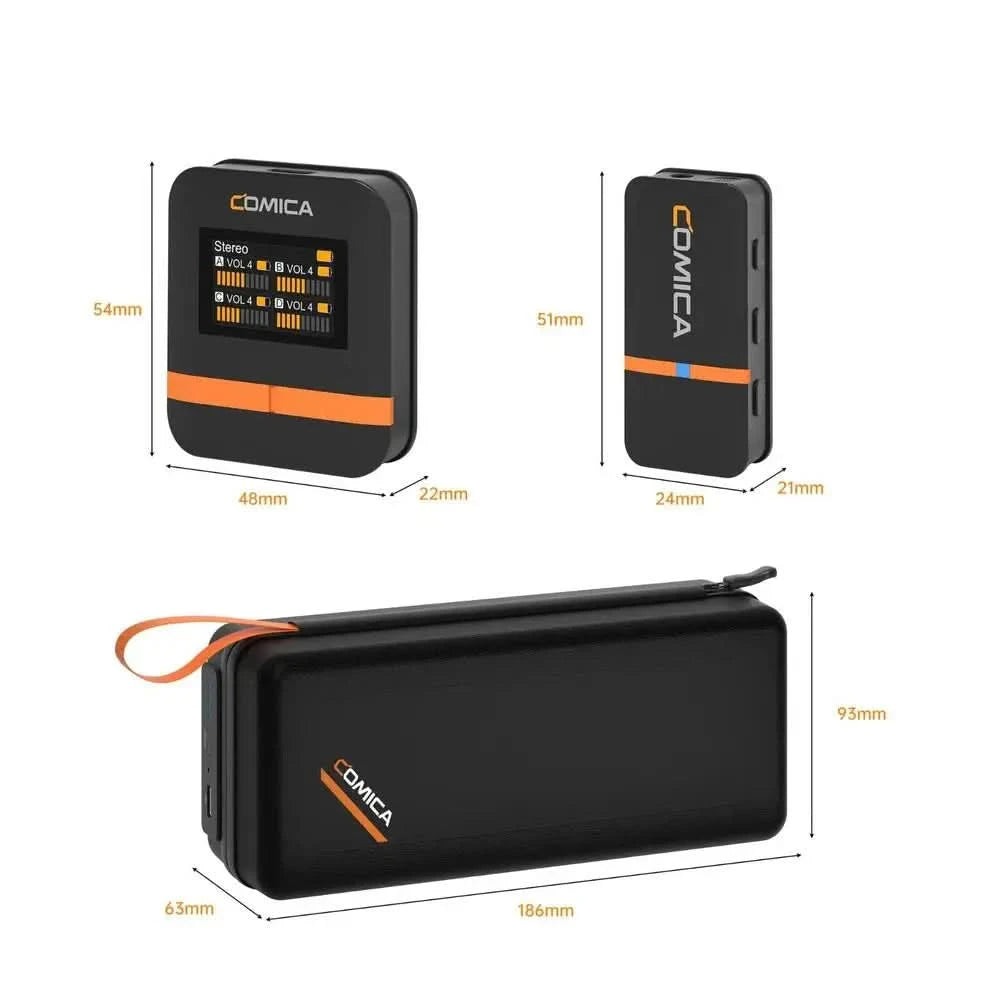 【Do Brasil】COMICA Vimo Q Wireless Lavalier Microphone System Noise Cancellation Lav Mic for Camera, iPhone, Android, PC, etc