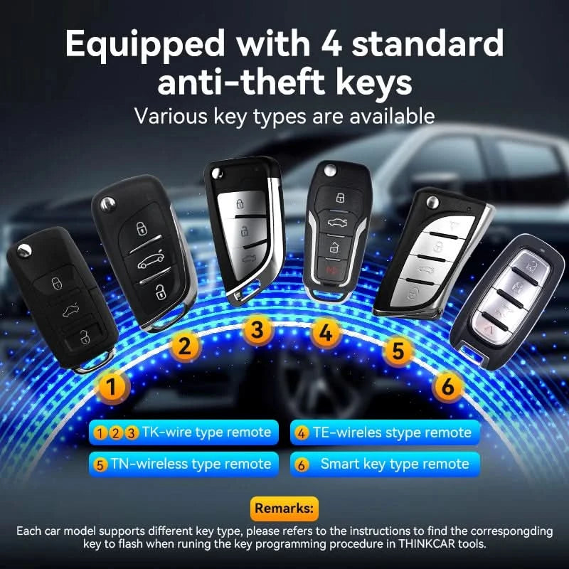 THINKCAR TKEY 101 Universal Car Key Programmer Equipment with 6 Unit Remote Key Supports Anti-Theft System For MUCAR 892BT 689BT