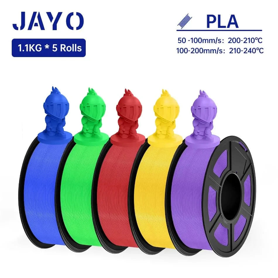 JAYO PLA Filament 1.75MM 5Rolls 3D Printer Filament PLA 100% No Bubble for FDM Coloful 3D Printing Material DIY Gift