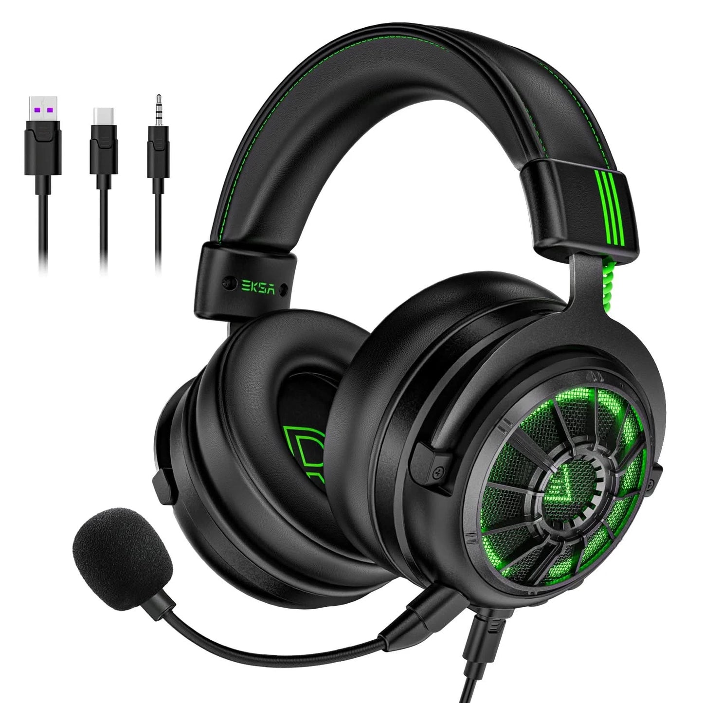 EKSA StarEngine Pro Gaming Headset Gamer 7.1 kabelgebundenes Over-Ear-Headset mit ENC-Mikrofon und Geräuschunterdrückung für PC/PS4/PS5/Xbox