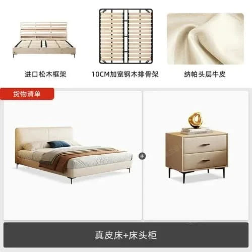 Hotel Modern Bed French Luxury High Quality Leather Fashionable Beds Confortable Solid Wood Bed Letti A Castello Home Furniture