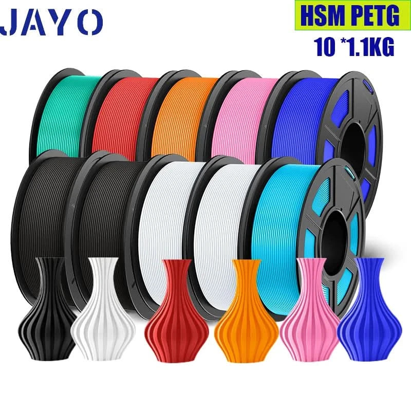 JAYO High Speed Matte PETG Multiple Colors Mixed 10 Rolls Filament 175mm Non-toxic Bubble Free Smooth Suitable for 3D Printi