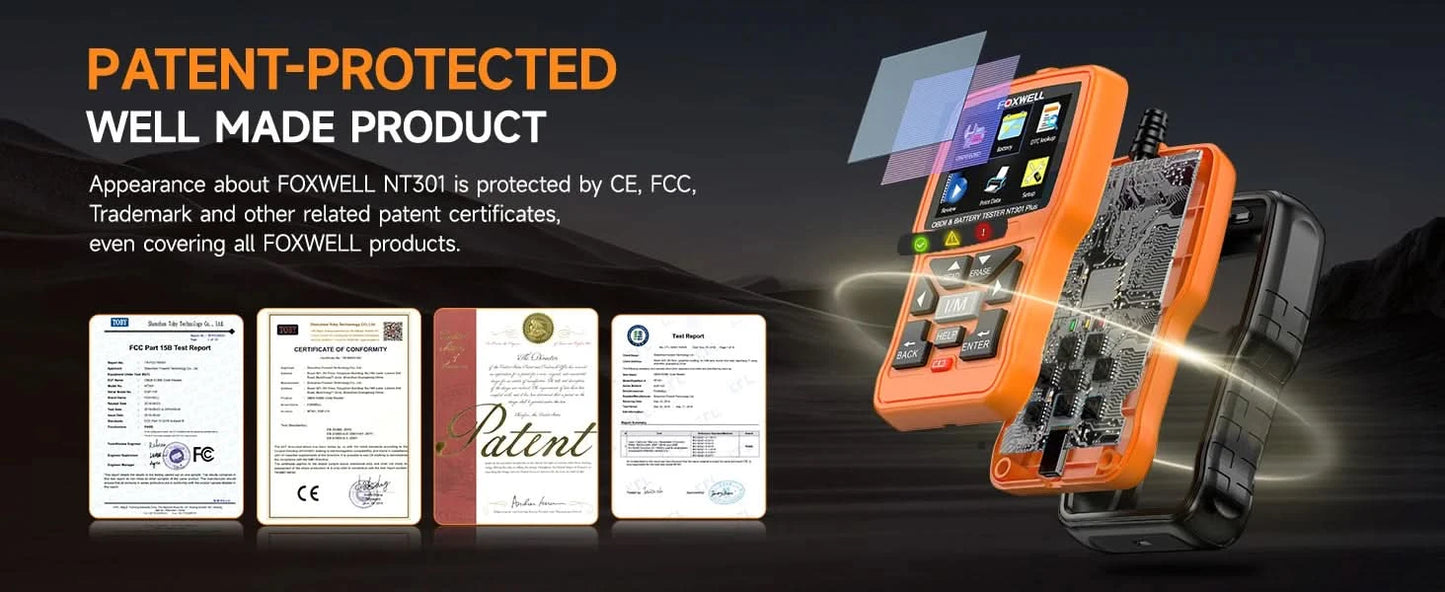 FOXWELL NT301 OBD2 Scanner Motorkontrollleuchte Code-Lesegerät Professioneller ODB2 OBD2 Fahrzeugdiagnosescanner Auto-Diagnosetools PK ELM327